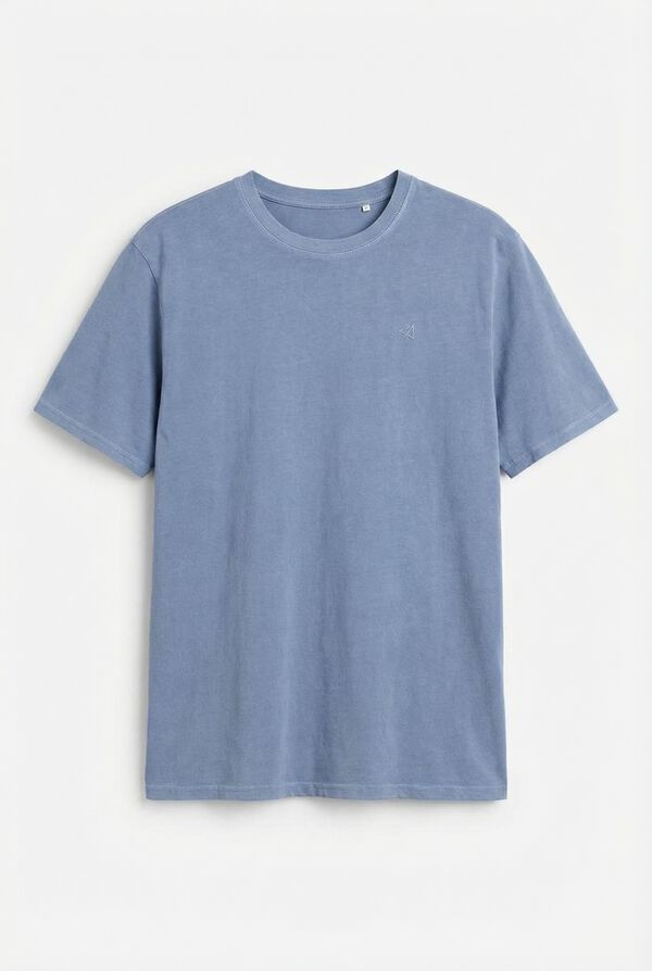 OOTO T-shirt b&aacute;sica lavada Azul
