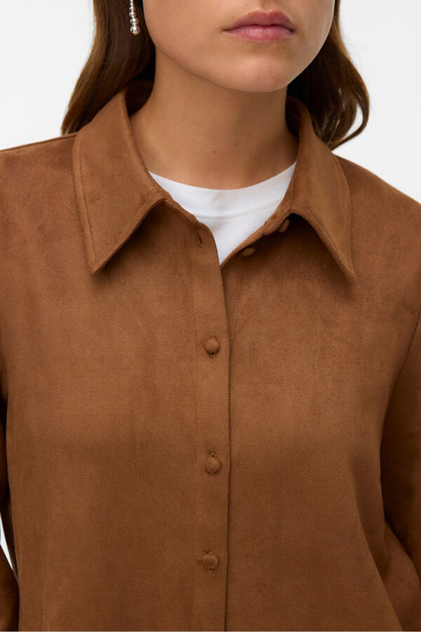 Vero Moda Camisa com efeito camurça Castanho