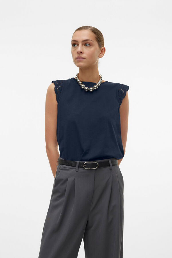 Vero Moda Top de algodão sem mangas  Azul