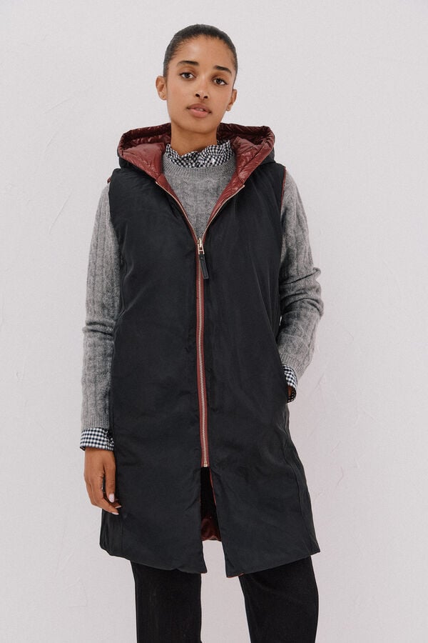 Cortefiel Long reversible gilet Maroon