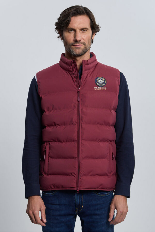 Valecuatro Colete acolchoado bordô com 3 escudos Granada