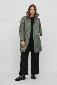 Cortefiel Quilted high neck coat Green