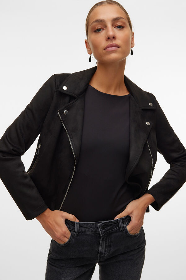 Vero Moda Cazadora de ante con tachuelas Negro