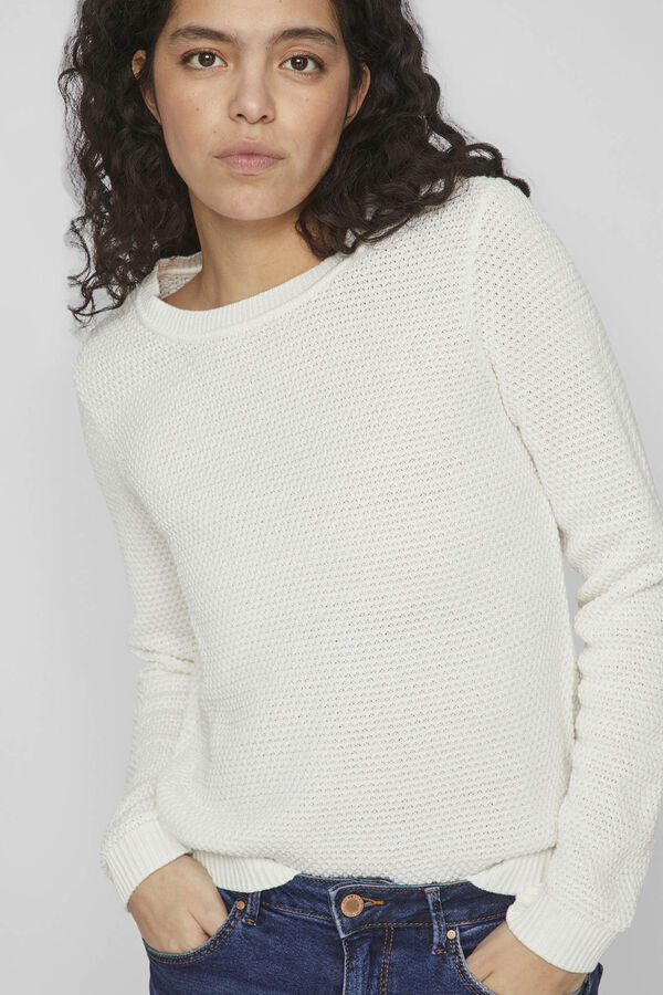 Vila Jersey de punto cuello redondo Blanco