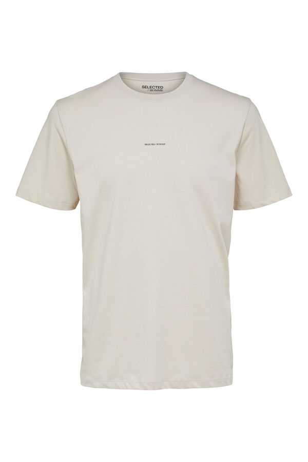 Cortefiel T-shirt de manga curta com logo em 100% algodão orgânico Cinzento