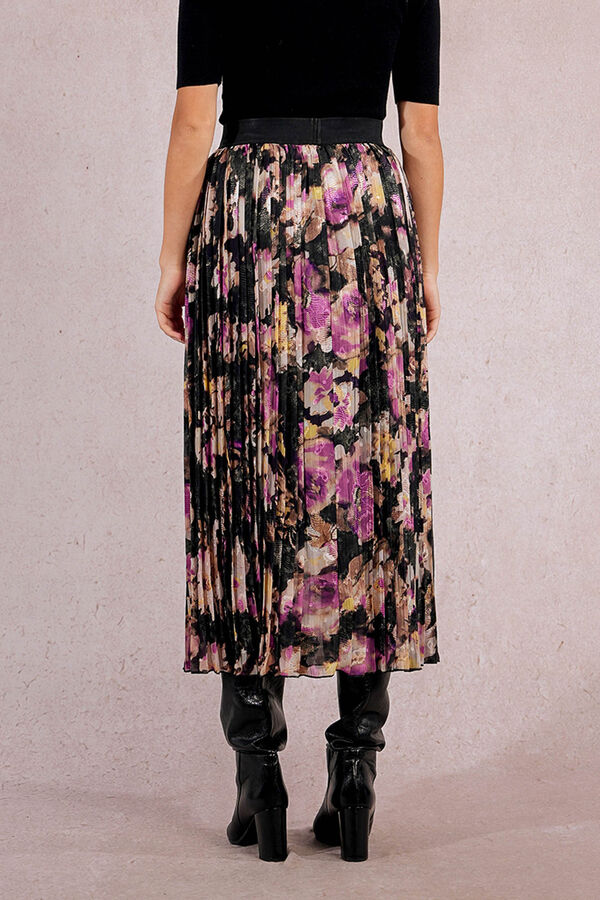 Molly Bracken Saia longa plissada com estampado Multicolorido