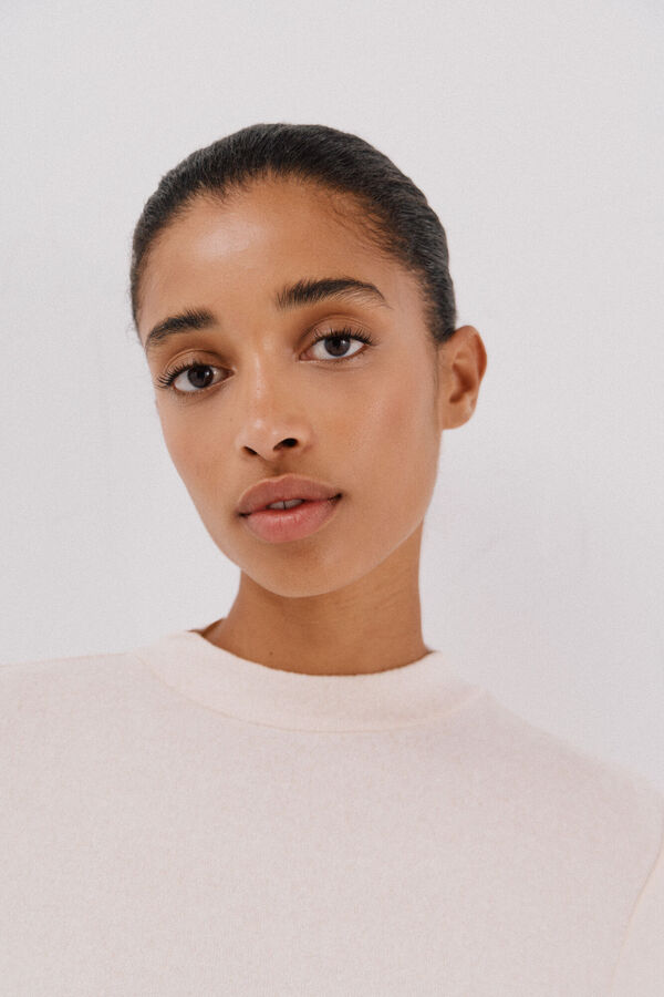 Cortefiel Basic perkins neck t-shirt Ivory