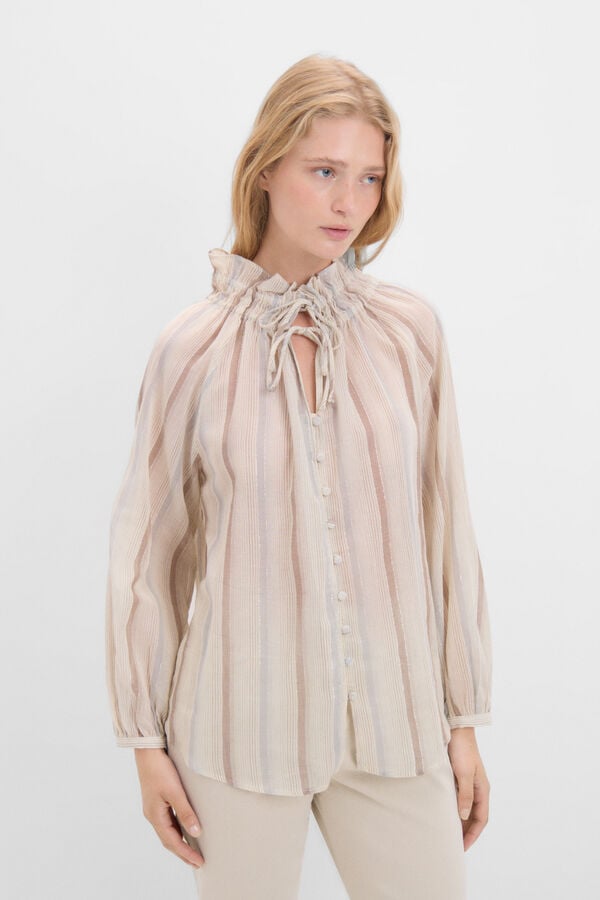 Cortefiel Lurex striped blouse Grey