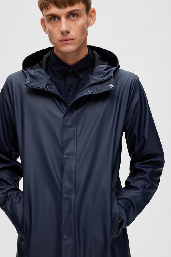 Cortefiel Waterproof raincoat with hood Grey