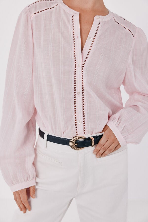Cortefiel Striped openwork blouse Lilac