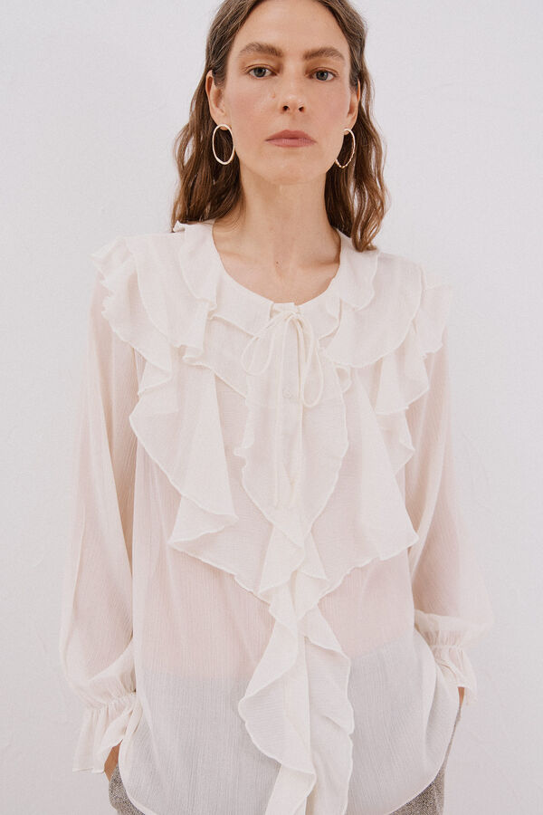 Cortefiel Flounced front blouse White