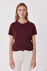 Cortefiel Gold button basic T-shirt Maroon