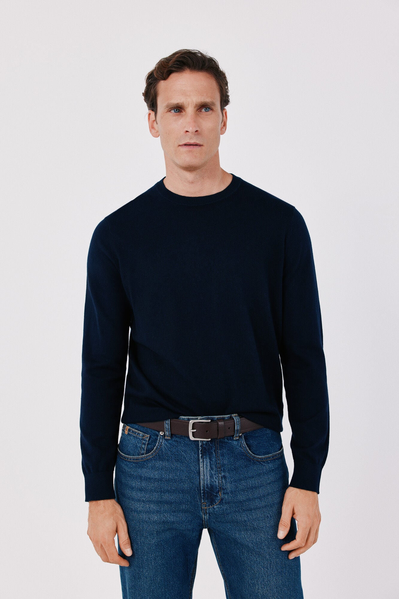 Cortefiel Cotton cashmere knit crew neck jumper