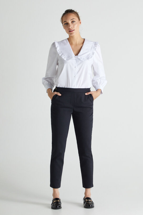Cortefiel Trousers with elasticated back Black