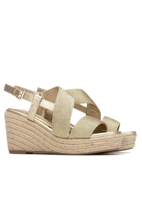 XTI Sand&aacute;lia cunha de juta metalizada Dourado