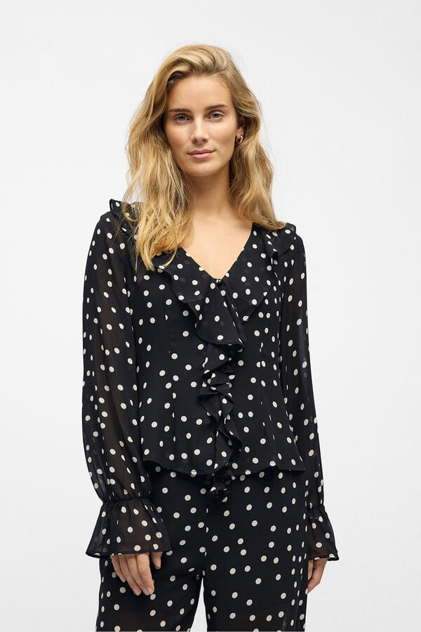Object Blusa de gaze estampada Preto