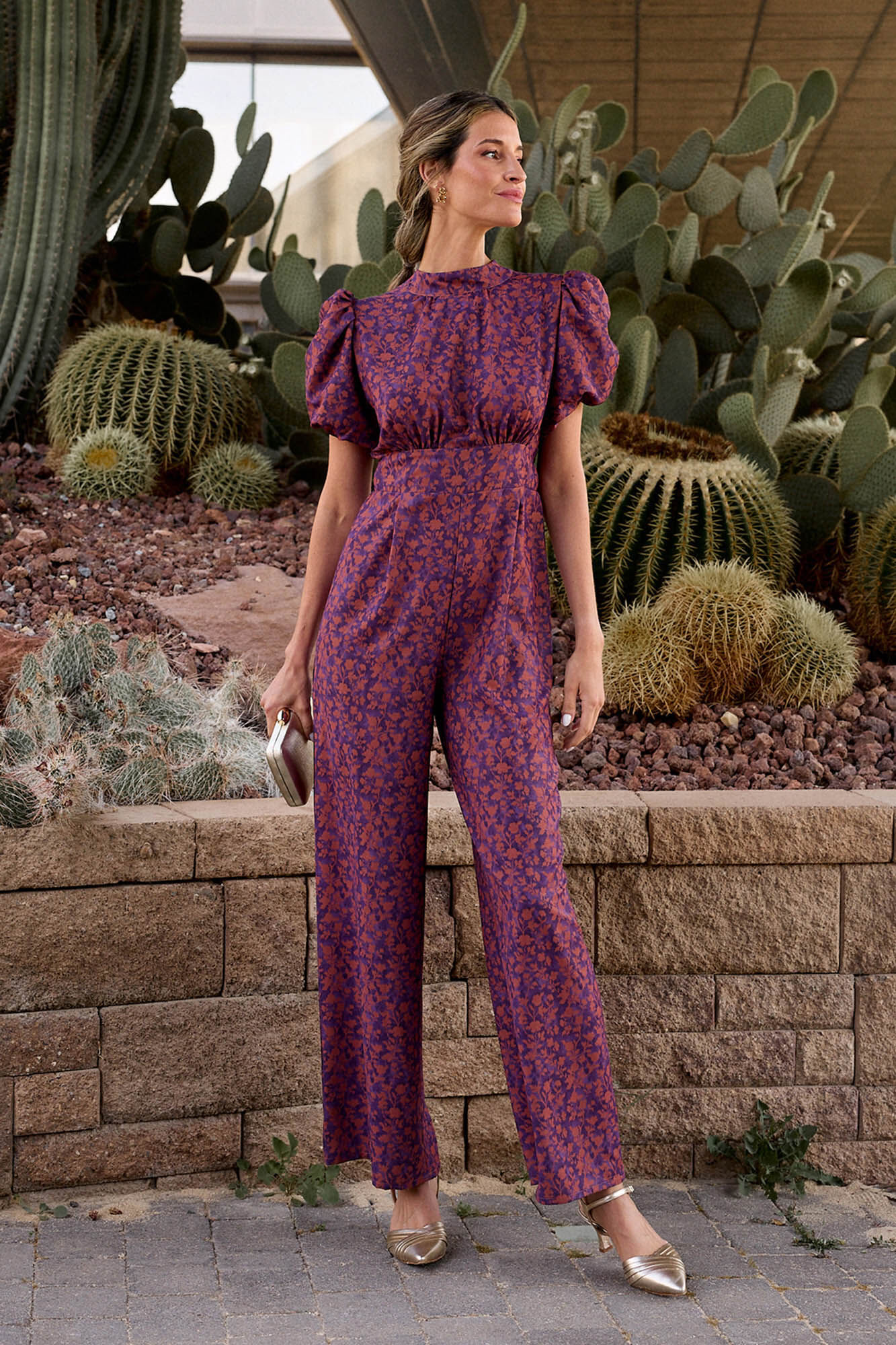 Pol&iacute;n Et Moi Macac&atilde;o Mireya com estampado cobre