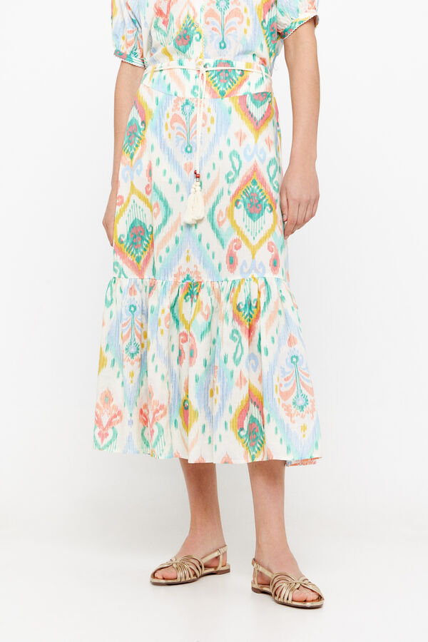Cortefiel Long printed skirt Multicolour