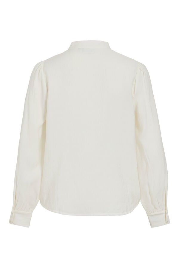 Vila Blusa com detalhes plissados e renda Branco