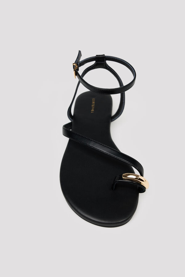 Cortefiel Flat strappy sandal Black