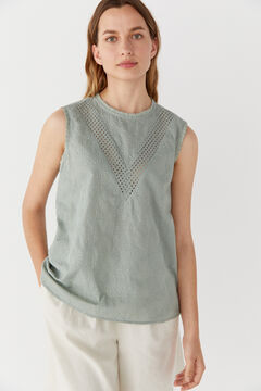Cortefiel Embroidered blouse Gray