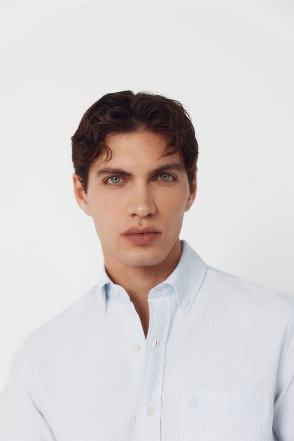 Cortefiel Candle stripe oxford shirt Blue