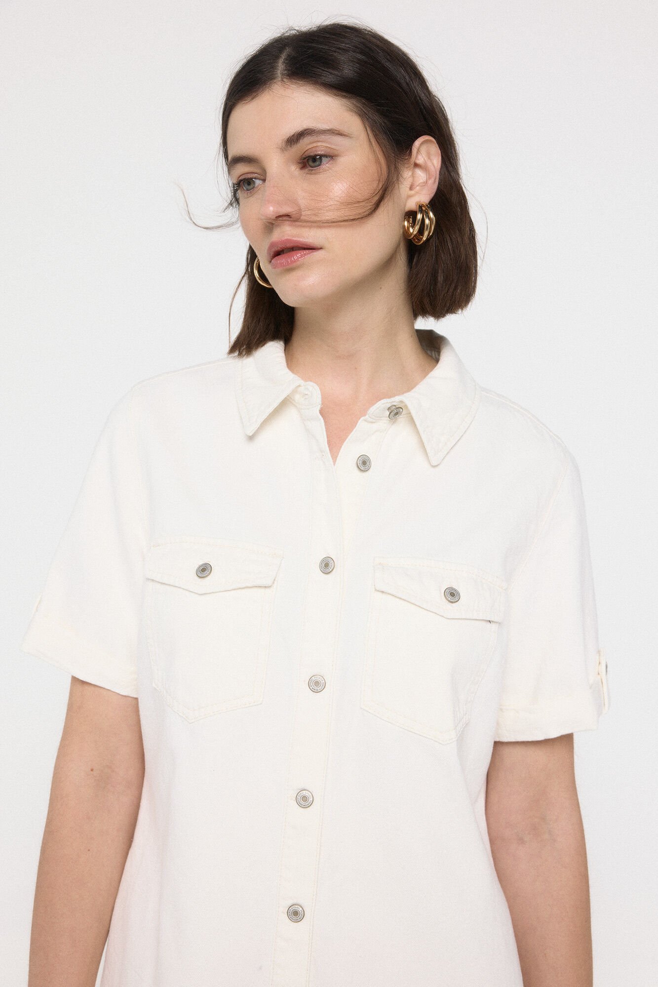 Vero Moda Vestido curto de manga curta em denim