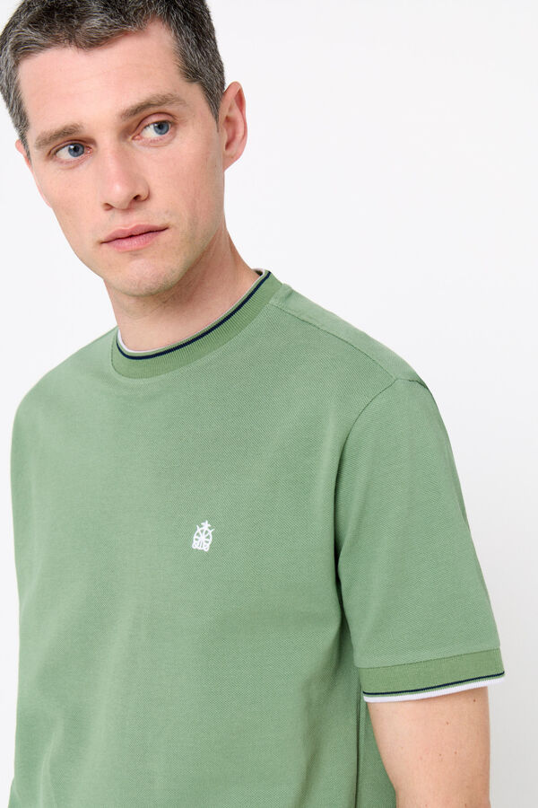 Cortefiel Striped T-shirt Green