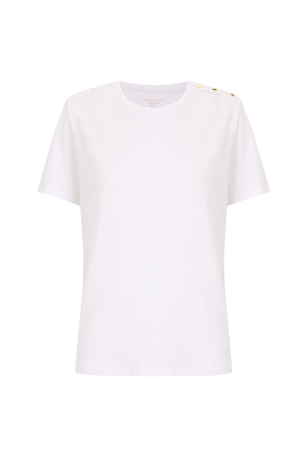 Cortefiel Gold button basic T-shirt White