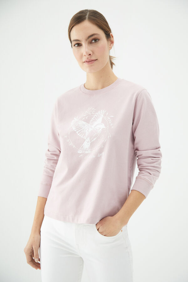 Cortefiel Essential BCI cotton sweatshirt Pink