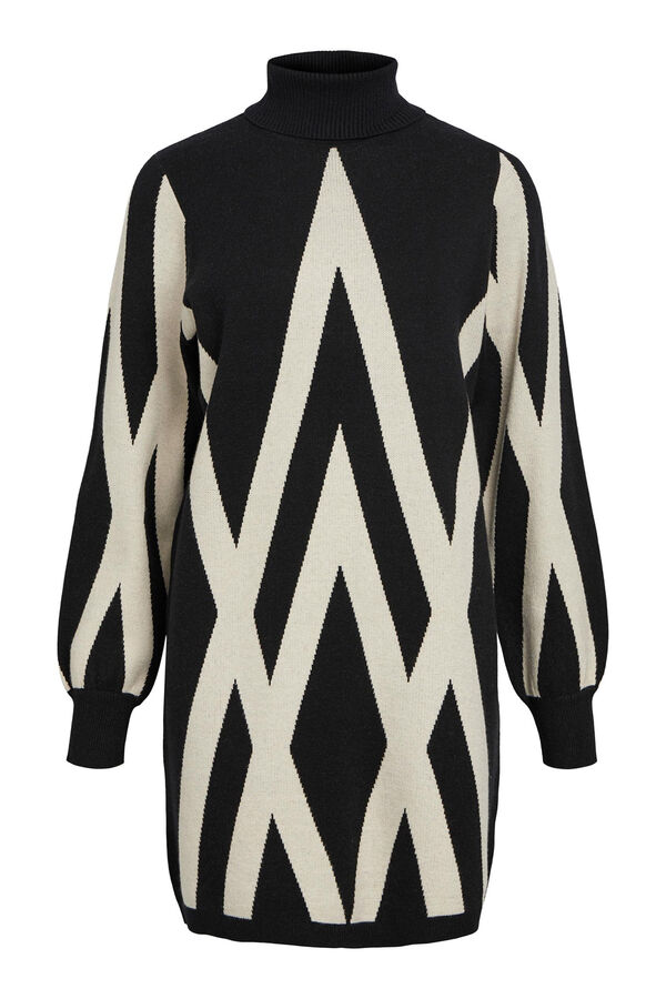 Cortefiel Printed jersey-knit dress Black