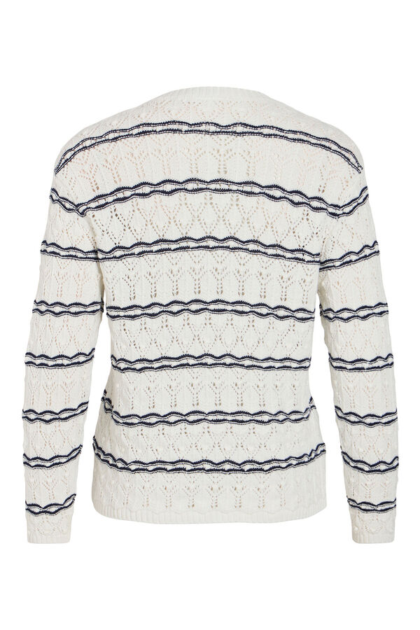 Vila Camisola &agrave;s riscas e manga comprida Branco