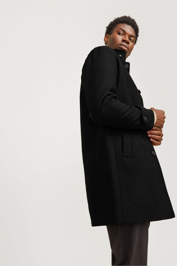 Jack & Jones Sobretudo curto de lã com gola alta Preto