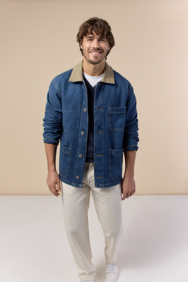 OOTO Blus&atilde;o worker em denim Azul