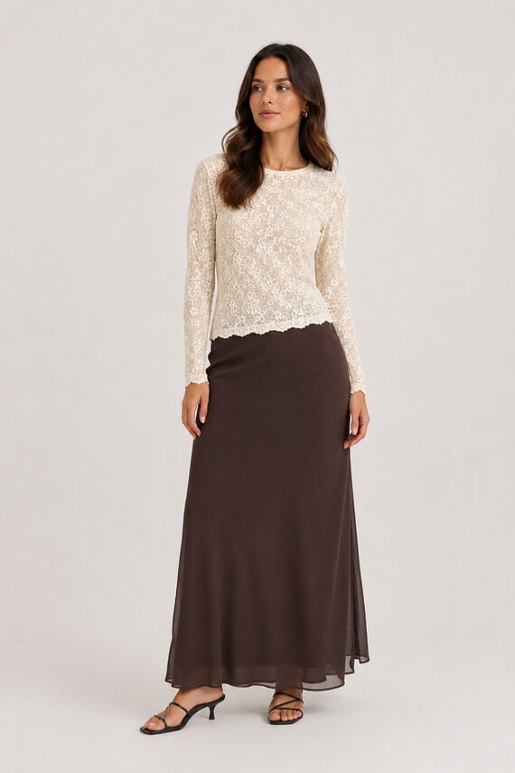 Falda midi satinada