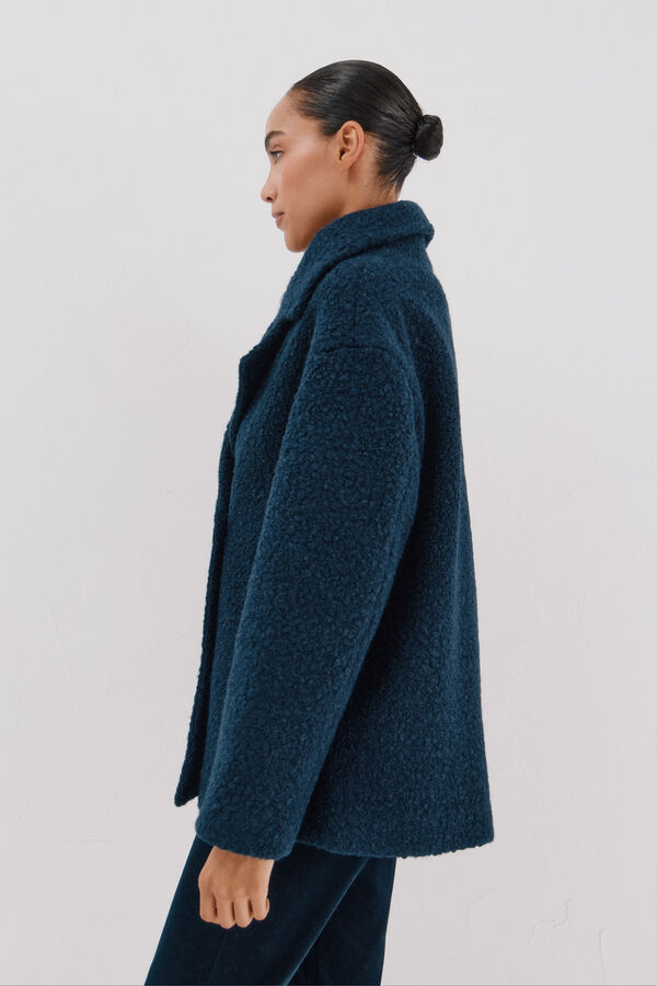 Cortefiel Short soft fabric coat Navy