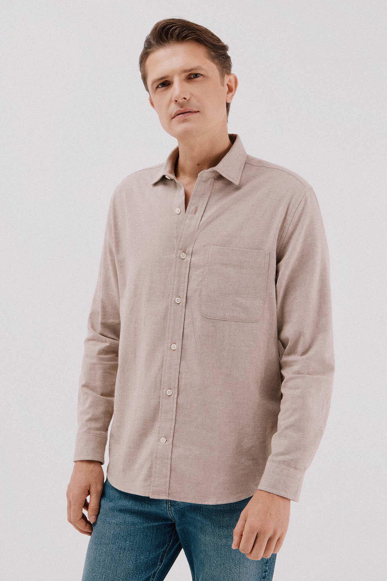 Cortefiel Flannel herringbone shirt