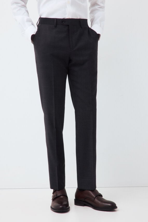 Pantalón slim tejido inteligente cuadrillé gris