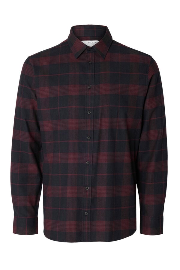 Cortefiel Slim-fit flannel shirt Lilac
