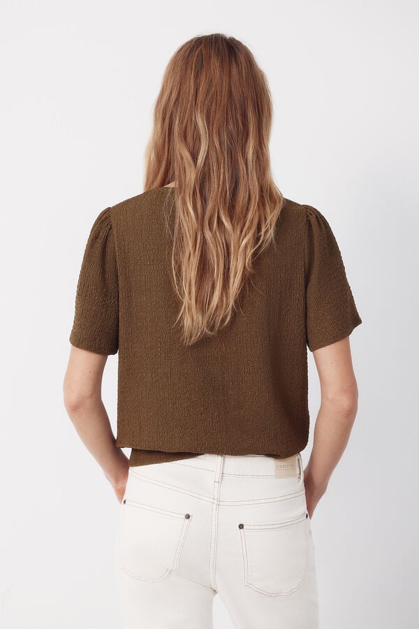 Cortefiel Combined guipure top Kaki