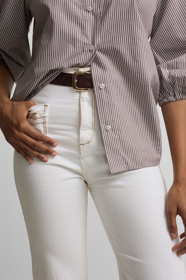 Silbon Cal&ccedil;as com fivelas em denim Branco