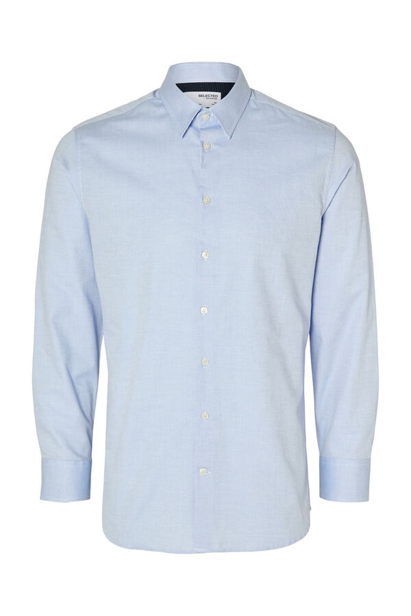 Cortefiel Camisa de algodón orgánico Slim Fit. azul