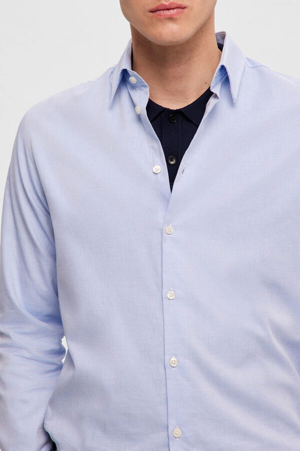 Cortefiel Camisa de algodão orgânico Slim Fit. Azul