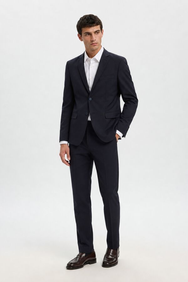 Selected Cal&ccedil;a de alfaiataria Slim Fit Azul
