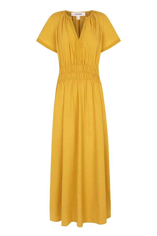 Cortefiel Dress with gathered waistband Yellow