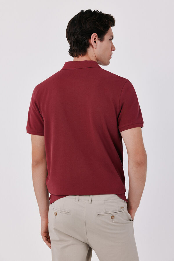 Cortefiel Piqu&eacute; slim polo shirt Maroon