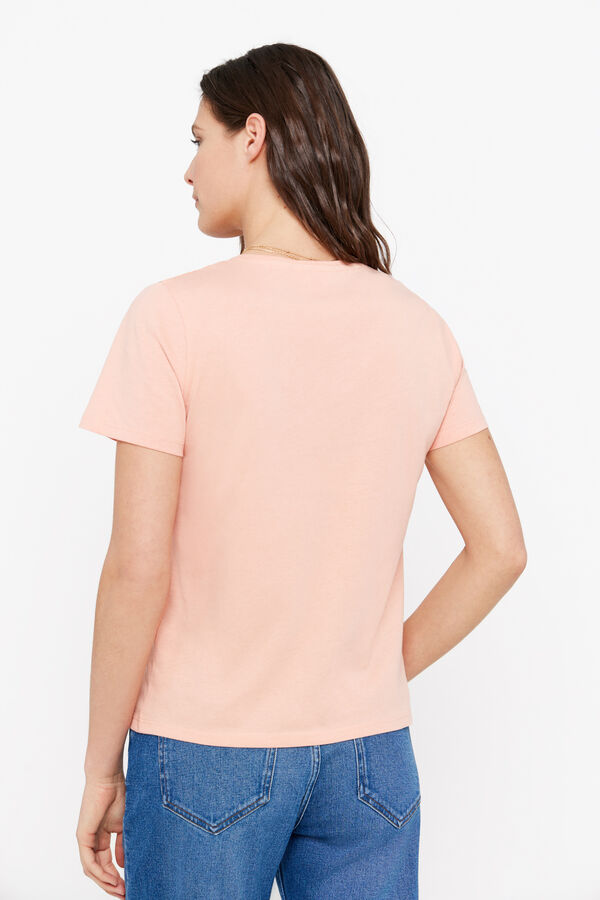 Cortefiel Printed T-shirt Coral