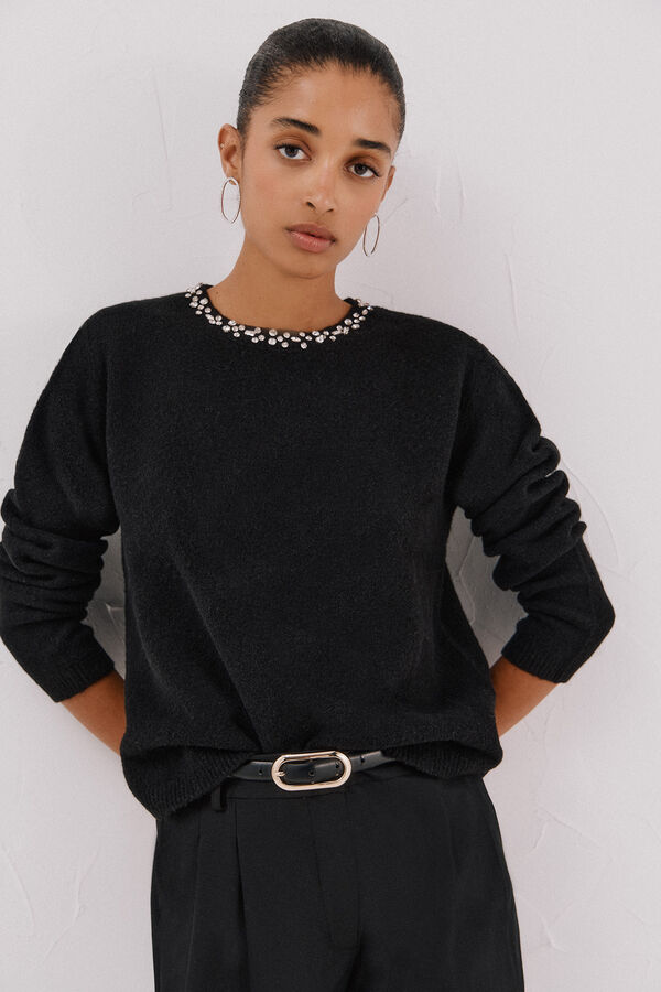 Cortefiel Jersey punto joyas Black