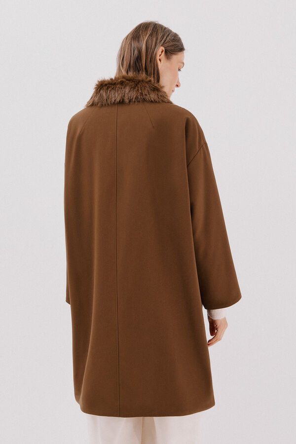 Cortefiel Parka with fur neck Dark brown