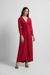 Silbon Vestido longo em jacquard com nó Vermelho